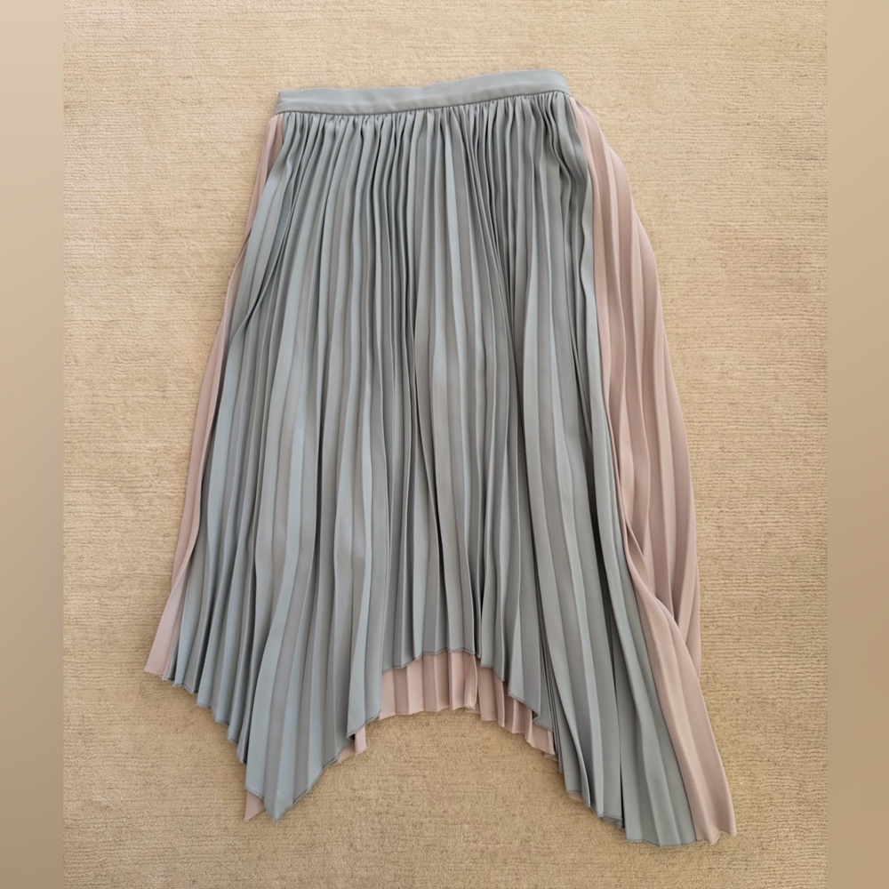 Elegant Pleated Skirt in Blue and Pink